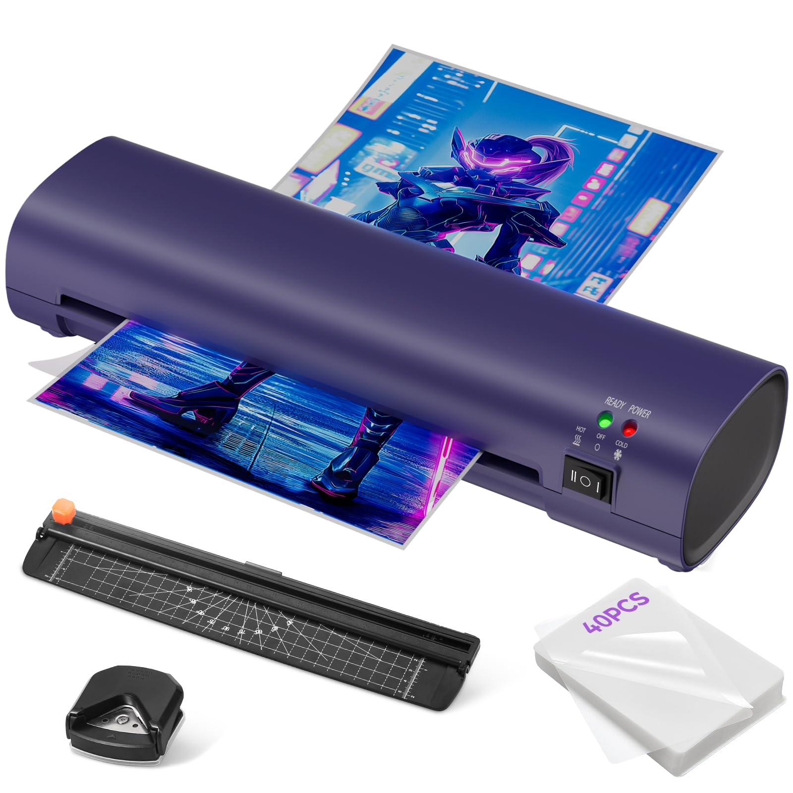 Photo 1 of ***(PARTS ONLY/ NON FUNCTIONAL)***9 Inch Laminator Machine with Never Jam Technology, 40 Laminating Sheets, 4-in-1 A4 Thermal Laminator with Trimmer and Corner Rounder for Office, School, Business and Home Use - Purple