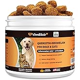 Quercetin & Bromelain for Dogs & Cats with Colostrum & Probiotics - Supports Immune System, Relieves Itchy Allergies, Anti-Inflammatory Antioxidants, Veterinarian Recommended, 120 Chewable Tablets