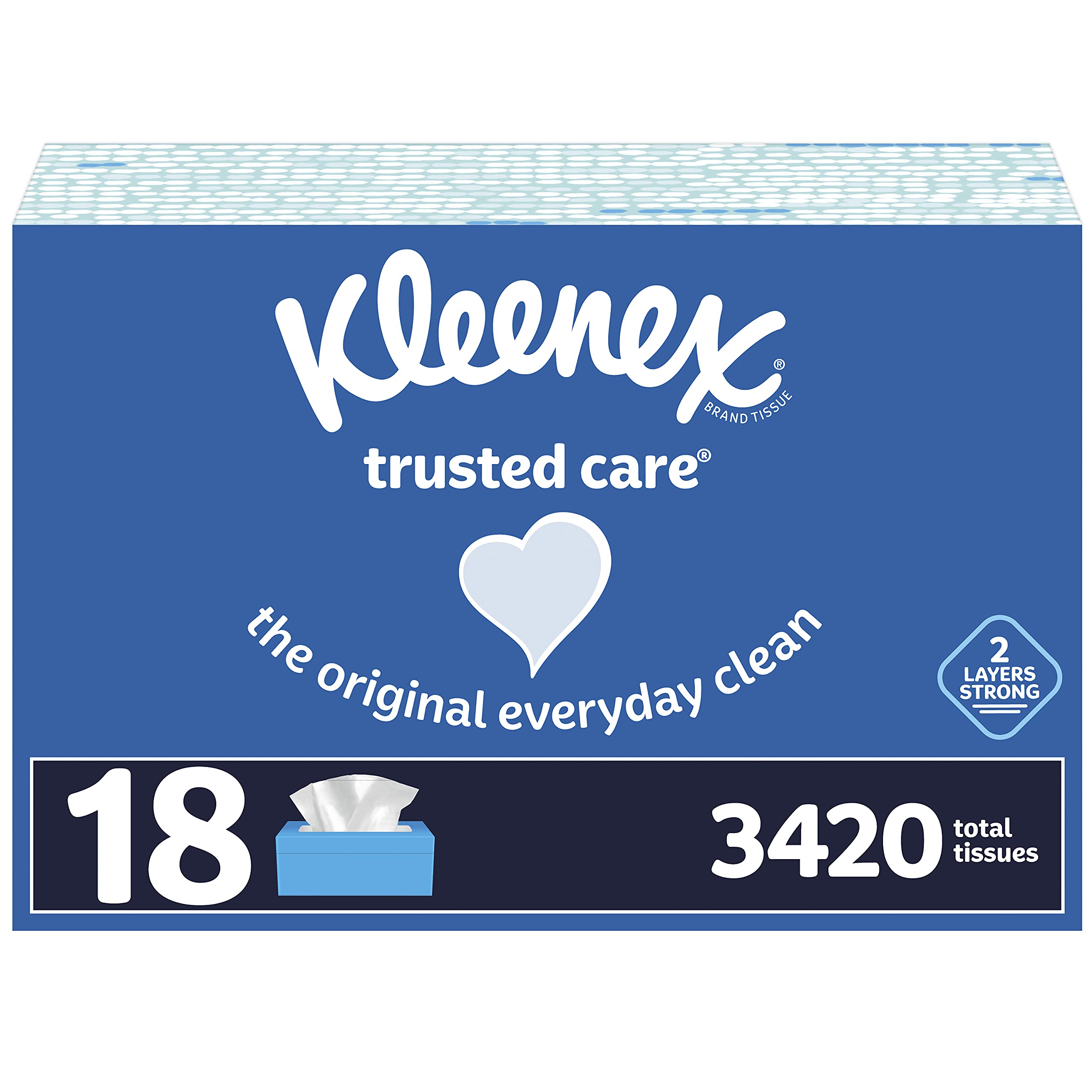 Kleenex Trusted Care Facial Tissues, 190 Count (Pack of 18) (3,420