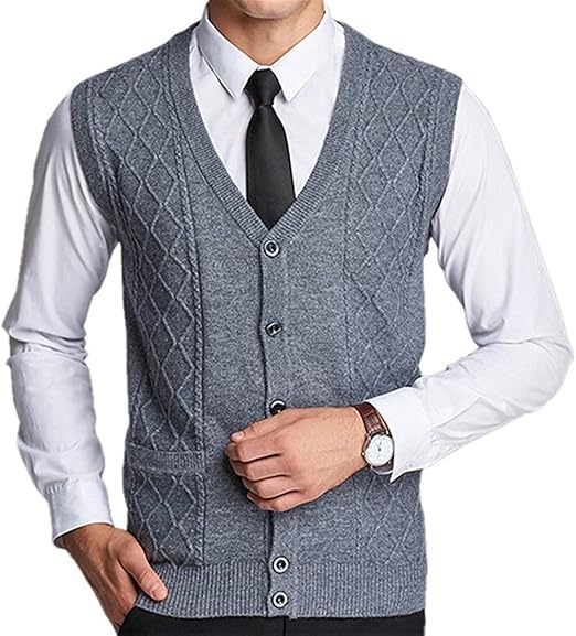 Amazon ニットベスト メンズ 前開き Vネック ウール混 紳士ファション ベスト 通販