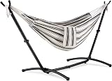 VonHaus Hammock with Stand Freestanding 2 Person Blue White Stripes
