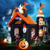 12FT Halloween Inflatable Archway, Kalolary Large Haunted House Inflatables | Halloween Bounce House Ghost Pumpkin Blow up Tunnel Halloween Outdoor Yard Decoration for Festival Party Home Lawn Family