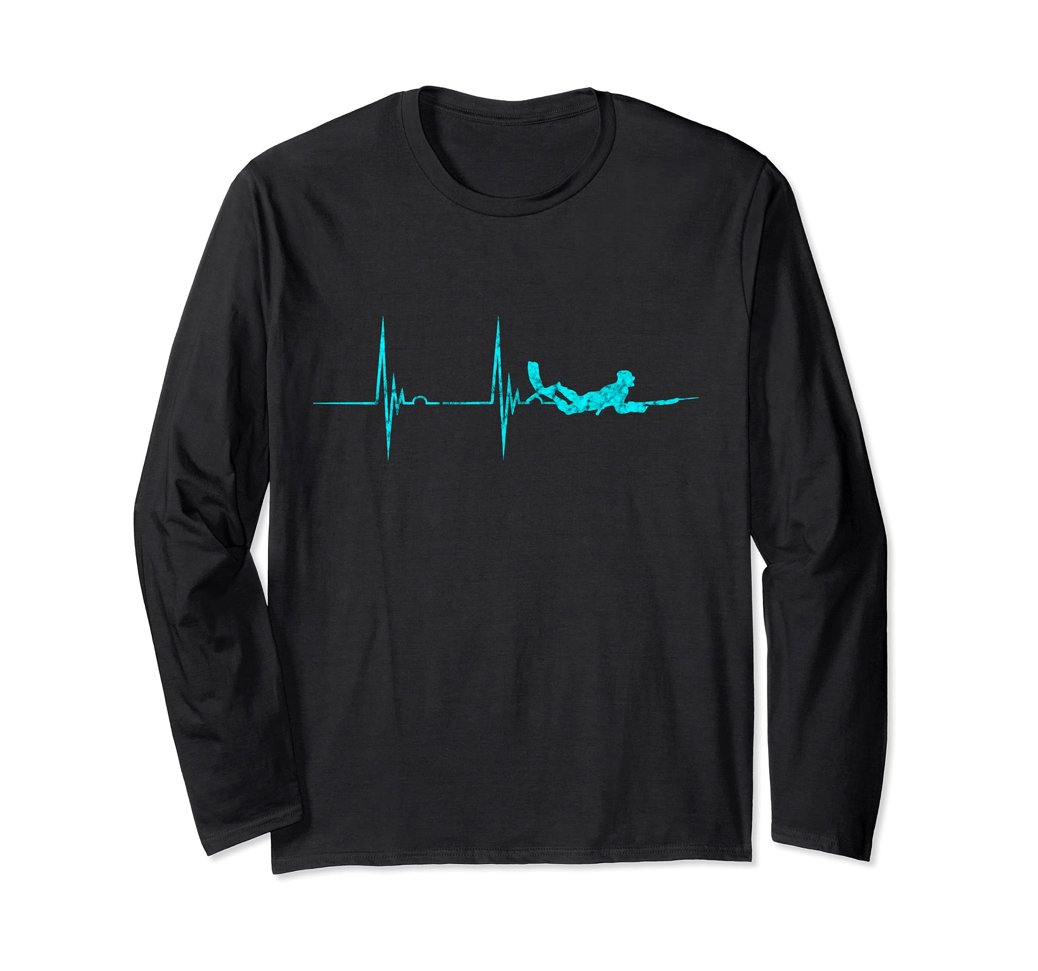 Spearfishing Heartbeat EKG Pulse Dive Spearfisher Hunting Long Sleeve T-Shirt
