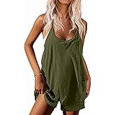 Ekouaer Rompers for Women Summer Casual Sleeveless Spaghetti Strap Shorts Overalls Jumpsuits Beach Outfits with Pockets