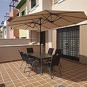 Sekey® Aluminio Sombrilla Parasol de Doble Juego para terraza jardín