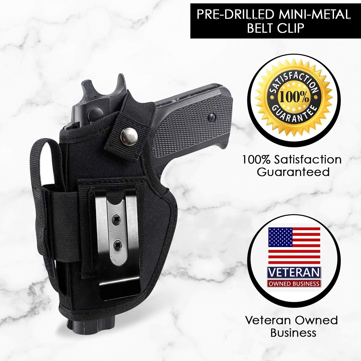 HolsterBuilder Metal Mini Holster Belt Clip - Flat Base Hard Spring Steel Belt Clip for Knife Sheaths, Wallets, & Pouches : Sports & Outdoors