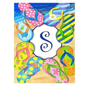 Amazon Com Alaza Monogram S Summer Flowers Flip Flops Double