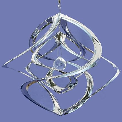 pommerntraum edelstahlwindspiel xxl mit 4 cm kristall rostfrei windspiel edelstahl winddancer double twister twister garten kunst 50 cm xxl amazon de garten
