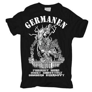 Männer und Herren T-Shirt Germanen - Rauflustig Trinkfreudig Unberechenbar (mit Rückendruck)