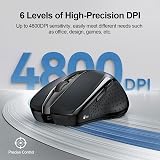 TECKNET Bluetooth Mouse Rechargeable Tri-Mode 4800DPI Silent 6 Button Black view 4