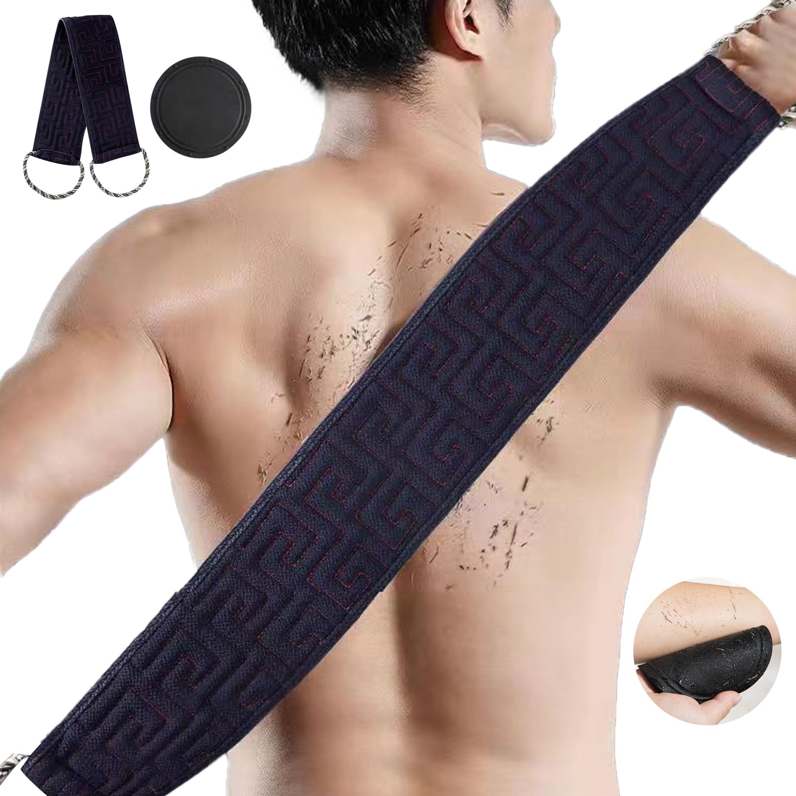 BSITSSS Back Washer with Handles, Exfoliating Back Scrubber for Shower + Small Body Scrubber Exfoliator, Blue Shower Back Scrubber, Back Exfoliator for Shower, Back Washer for Shower for Men Women