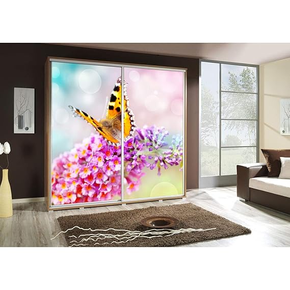 mb-moebel Kleiderschrank Schrank Gaderobe Schiebtüren 205 cm Butterfly