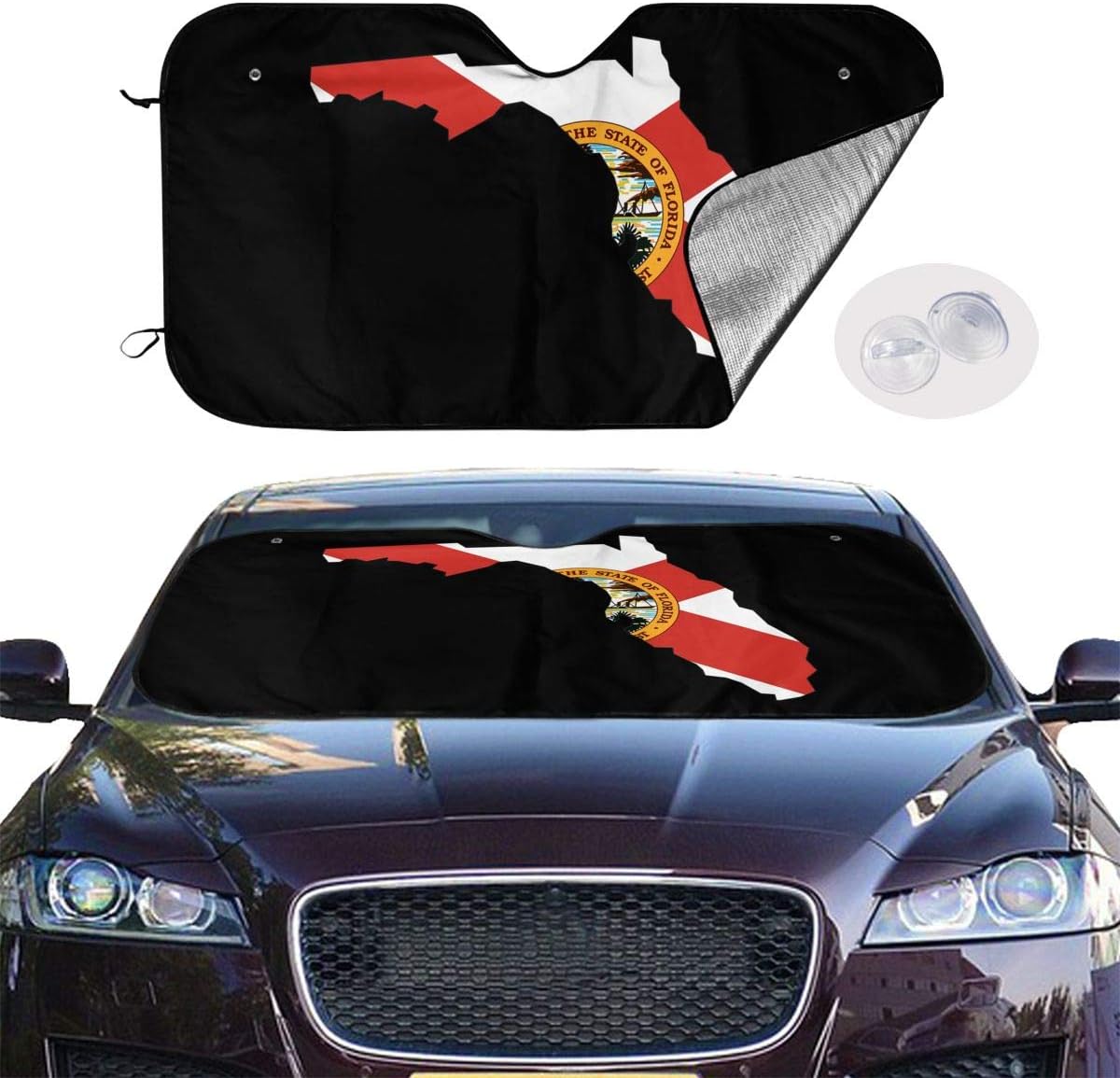 XTing Florida State Flag Map Windshield Sun Shade Blocks UV
