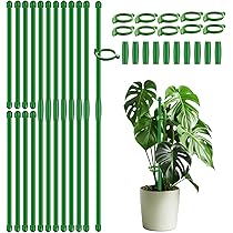 HiGift Lot De 20 Piquets De Support Pour Plantes à Tige Unique De 61 Cm, Piquets De Fleurs Et Anneaux De Support Pour Le Jardin, Piquets De Jardin En Métal Pour Grandes