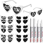 Flutesan Personalized Heart Shaped Sunglasses Bulk Heart Glasses with Paint Pens for DIY Wedding Party Favors