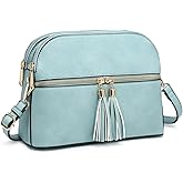 Dasein Women Tassel Zipper Pocket Crossbody Bag Shoulder Purse Fashion Travel Bag with Multi Pockets