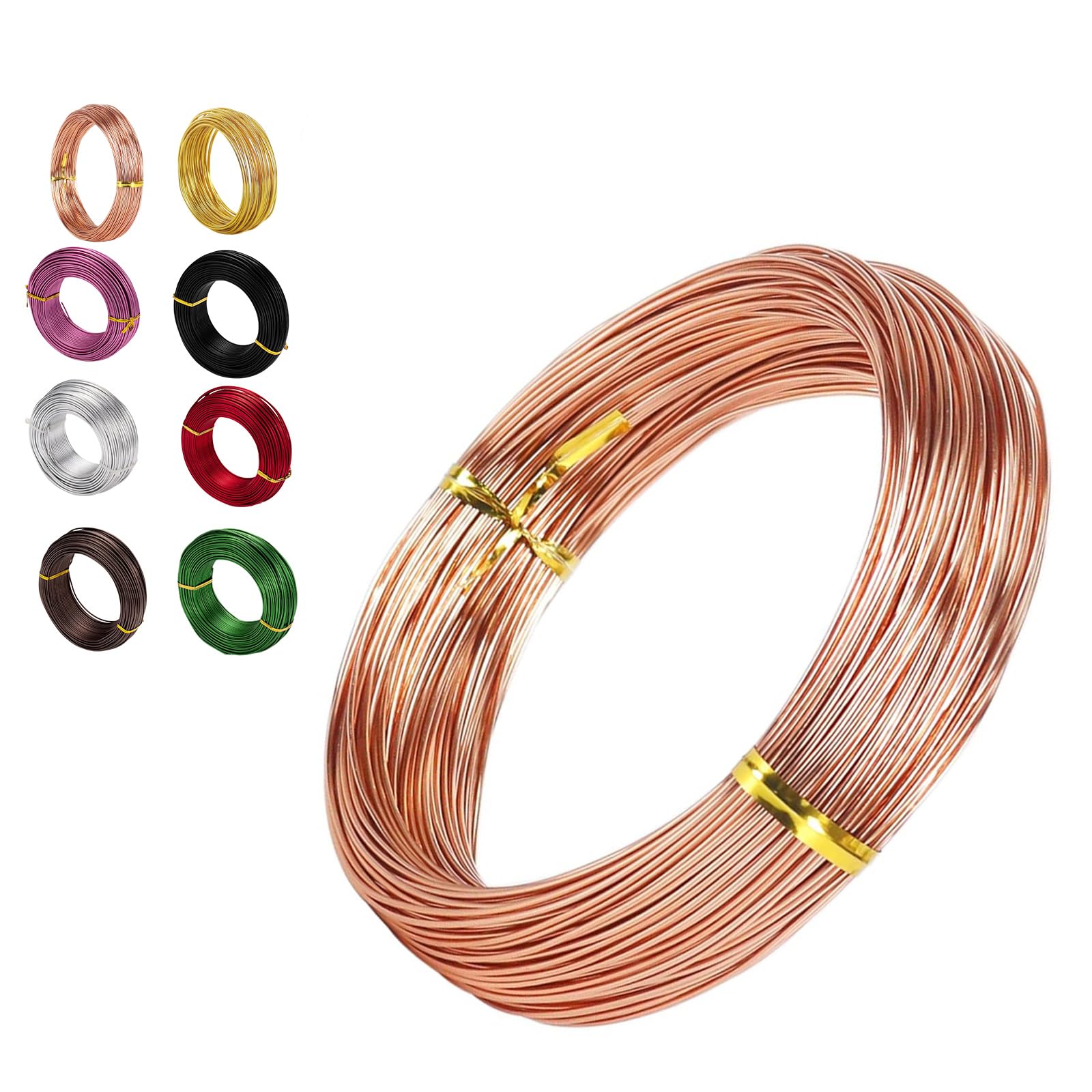 18 Gauge Aluminum Craft Wire, 1mm 150Ft/45m Rose Gold Bendable Metal Craft Wire for Floral, Sculpting, Jewelry, Binding Wire for Wreath Making, Xmas Wreath