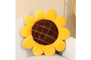 Sioloc Sunflower Throw Pillow,Flower Shaped Pillows Floor Pillow Seating Cushion,Seating Cushion,Cute Room Decor & Plush Pillow for Bedroom Sofa Chair(Yellow, 15.7'')