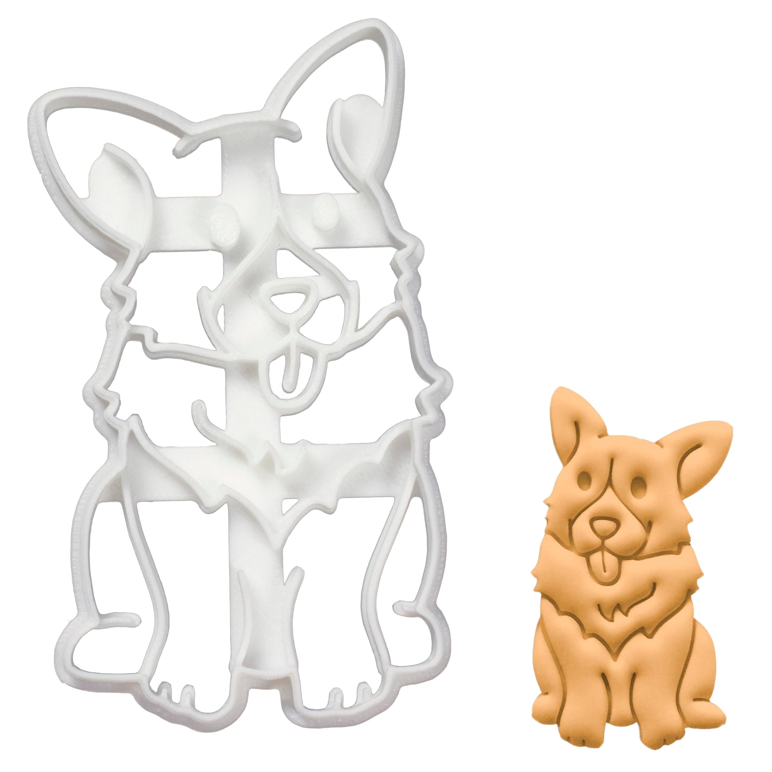 BAKERLOGY Happy Corgi Cookie Cutter - Detailed Biscuit Cutter Design for Baking and Crafts, Ideal on Fondant, Dough, Clay
