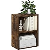 Furinno LUDER Book Shelf, 2-Tier Modern Bookshelf, Open Shelves Bookcase, 9" x 16" x 21", for Living Room, Bedroom, Home Office, Amber Pine