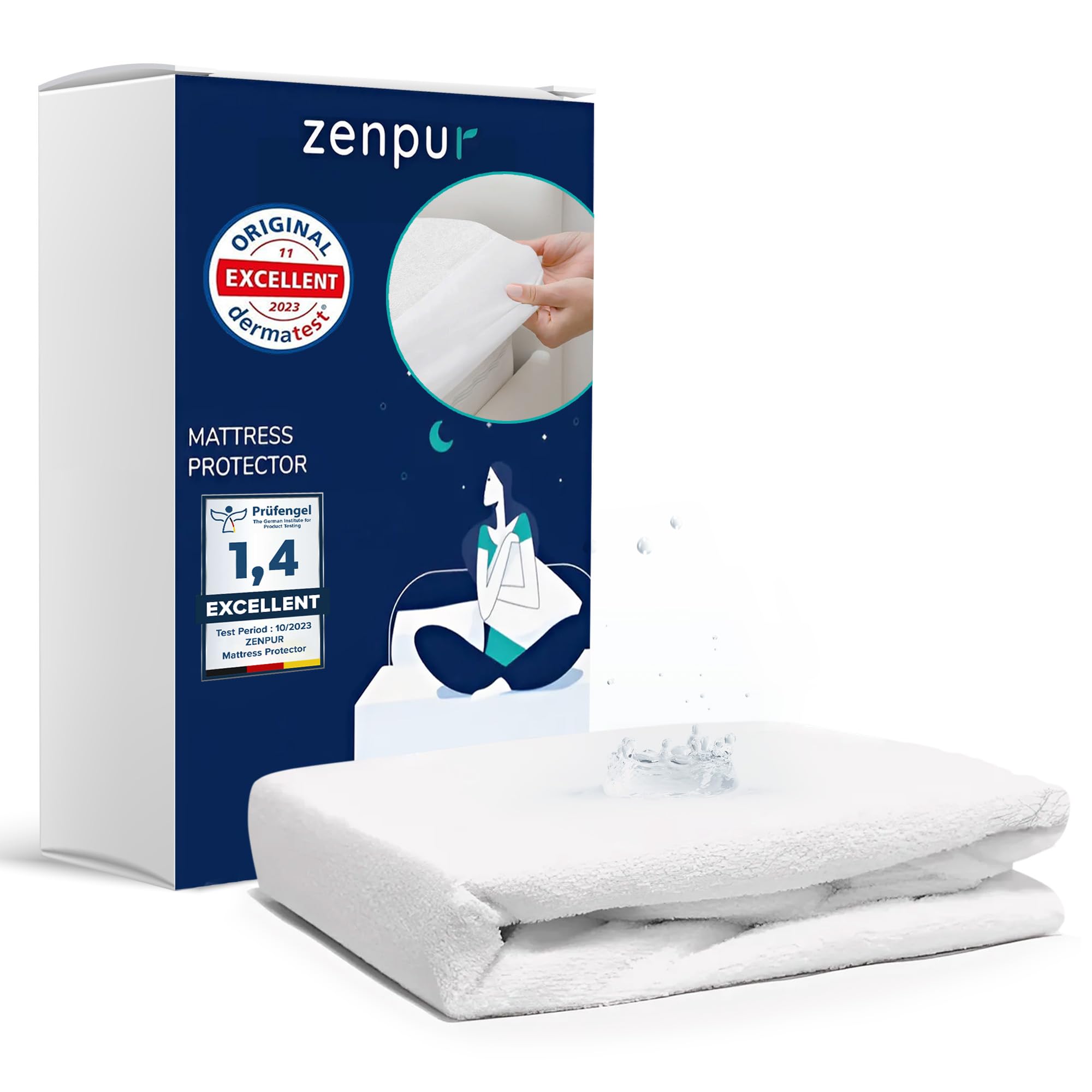 zenpur – Premium Mattress Protector 100% Waterproof Mattress Protector to Protect from Accidents on the Bed with safedreamz Revolutionary Generation bi-ome® Treatment :Anti-Mould, Anti Dust Mite & Anti Bacterial Premium Quality – Made in Europe , 140 x 190-200cm