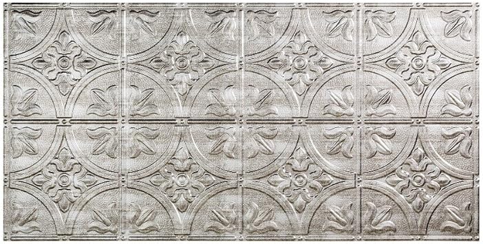 Fasade Easy Installation Traditional 2 Crosshatch Silver Glue Up