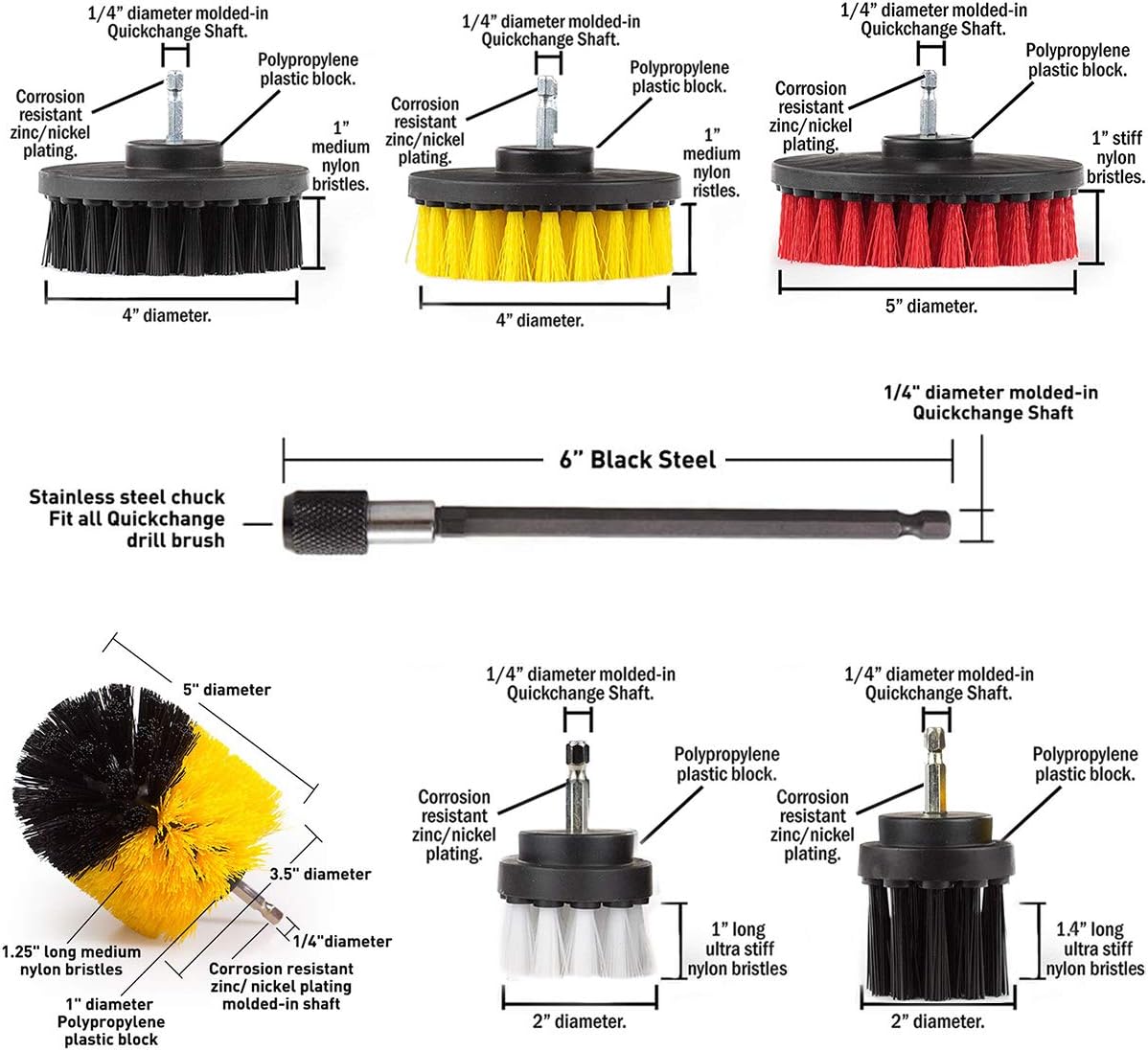 23 Piece Drill Brush Attachment Set, JUSONEY Power Scrubber Drill Brush Kit, Scrub Brush With Extend Long Attachment, Scrubing Pads Cleaning Kit For Tile Sealants, Bathtub, Sinks, Floor, Wheel, Carpet: Kitchen & Dining