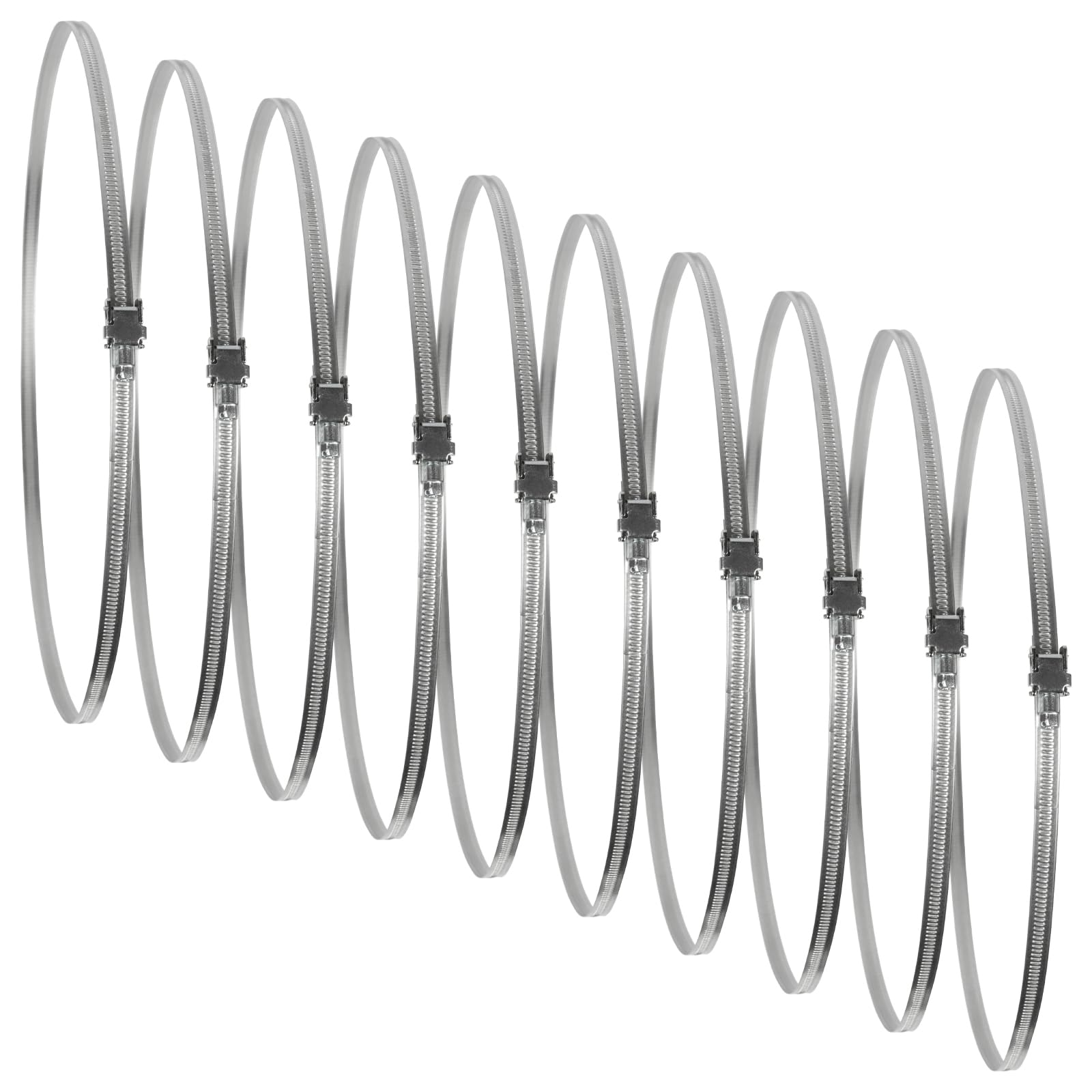 Photo 1 of 12" Inch Ducting Clamp - 10 Pieces of Adjustable Galvanized Steel Duct Hose Clamps with Worm Gear - Wide Diameter Range Fastener for Flexible Ducting (Pack of 10)