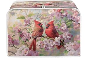 Talayituse Cardinal Cherry Blossom Print 2 Slice Toaster Covers Dust Protection Bread Maker Covers Toaster Oven Cloth Cover Kitchen Accessories Washable Appliance Cover, S