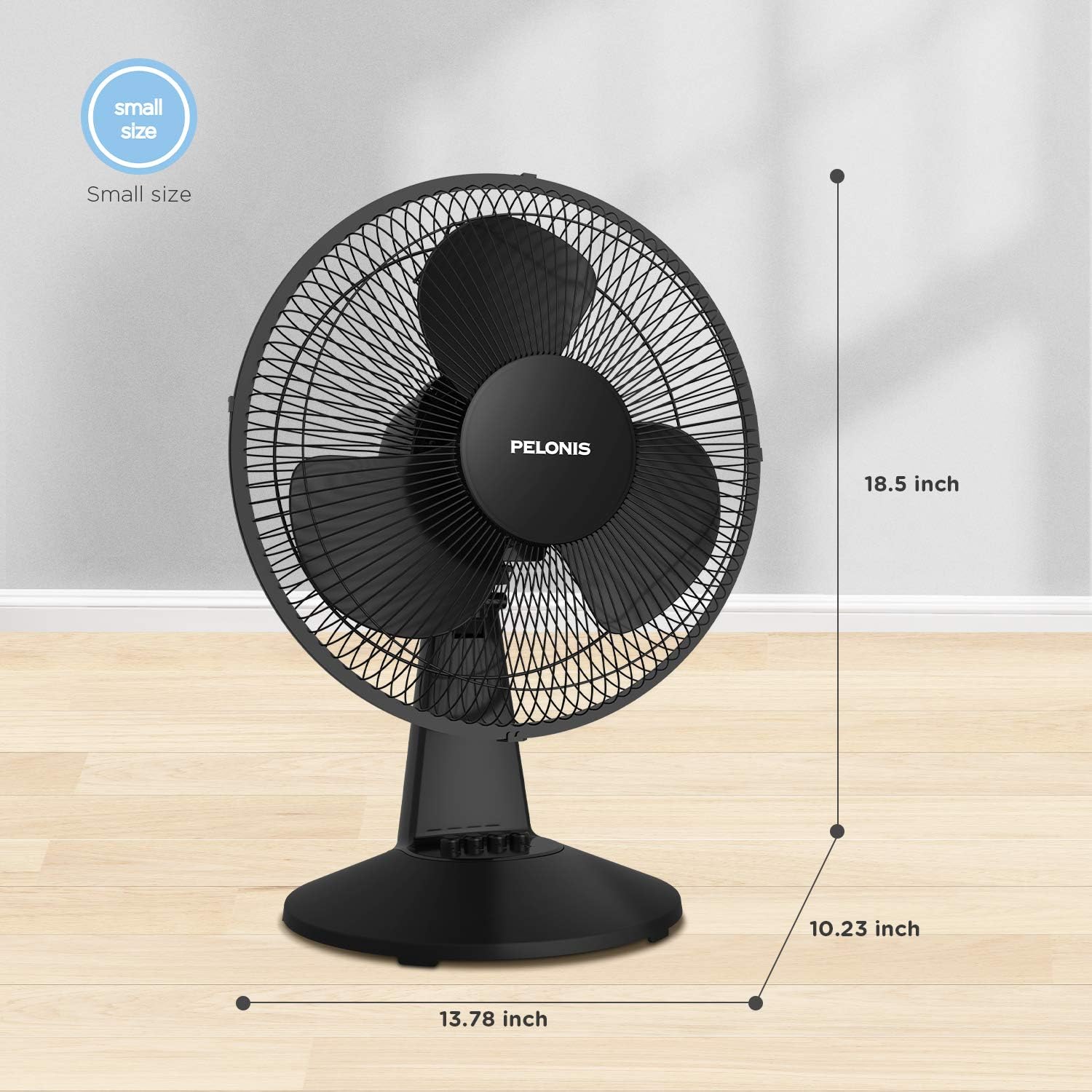 PELONIS PFT30T2ABB-V Portable 3-Speed 12-Inch Oscillating Table Air Circulation Fan, 2020 New Model Black: Home & Kitchen