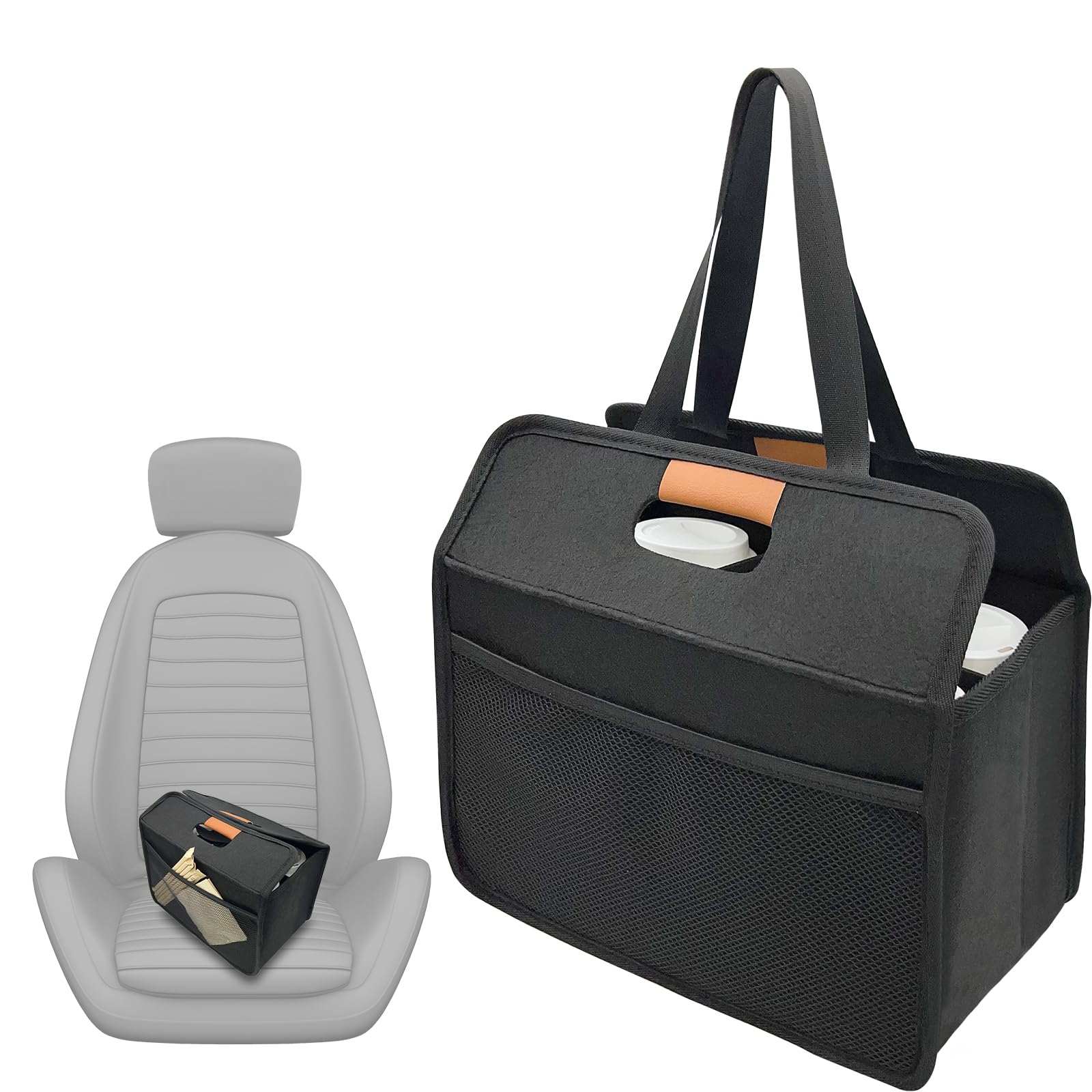 Photo 1 of Chelvvg Portable 6 Cup Drink Carrier with Handle for Car, Reusable Insulated Coffee Cup Carrier for Delivery, Foldable Drink Caddy for Hot & Cold Drinks
