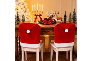 TIDALJAM Set of 4 Kitchen Christmas Chair Covers for Dining Chairs Decoración, Stretchable Elastic Slipcovers, Festive Christmas Kitchen Decorations Indoor, Home Holiday Navidad Décor.