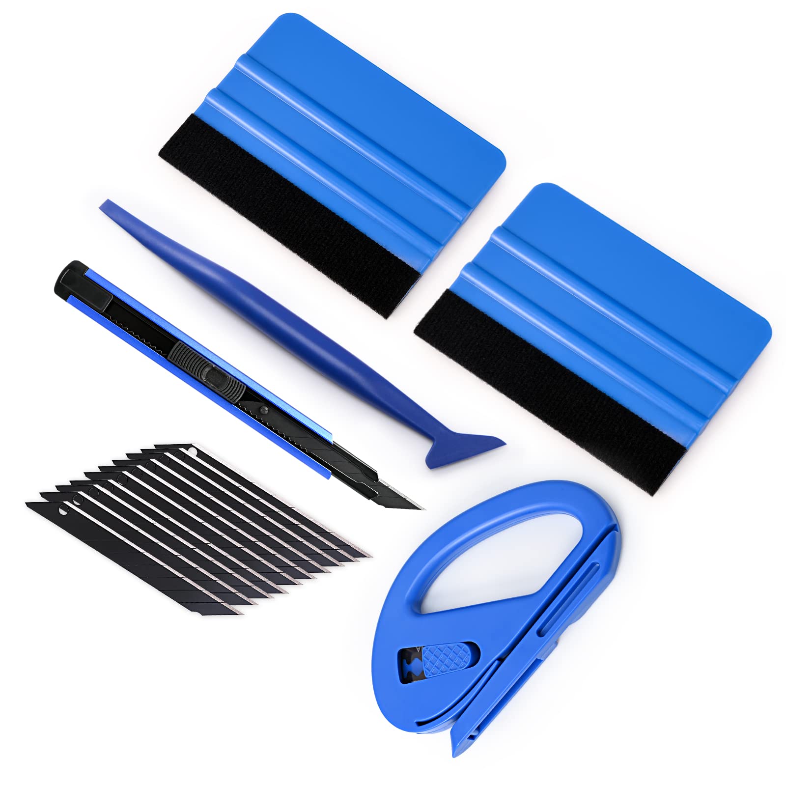 Photo 1 of Gomake Vehicle Vinyl Wrap Window Tint Film Tool Kit Include 4 Inch Felt Squeegee, Retractable 9mm Utility Knife and Blades, Zippy Vinyl Cutter and Mini Go Corner Squeegee for Car Wrapping