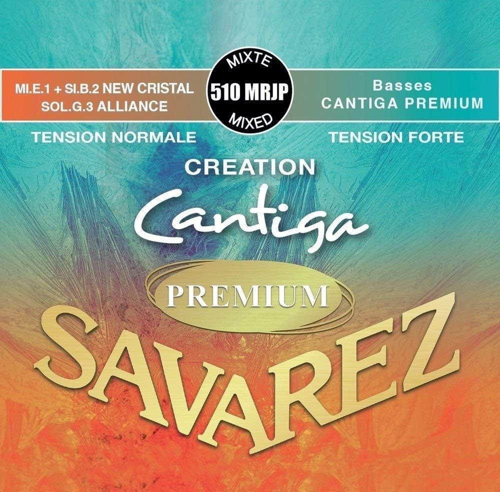 SavarezCréation Medium Classical Guitar Strings Premium 510MRJP Creation Trebles, Cantiga Basses, Mixed Tension, Full Set (STSAV51-50491)