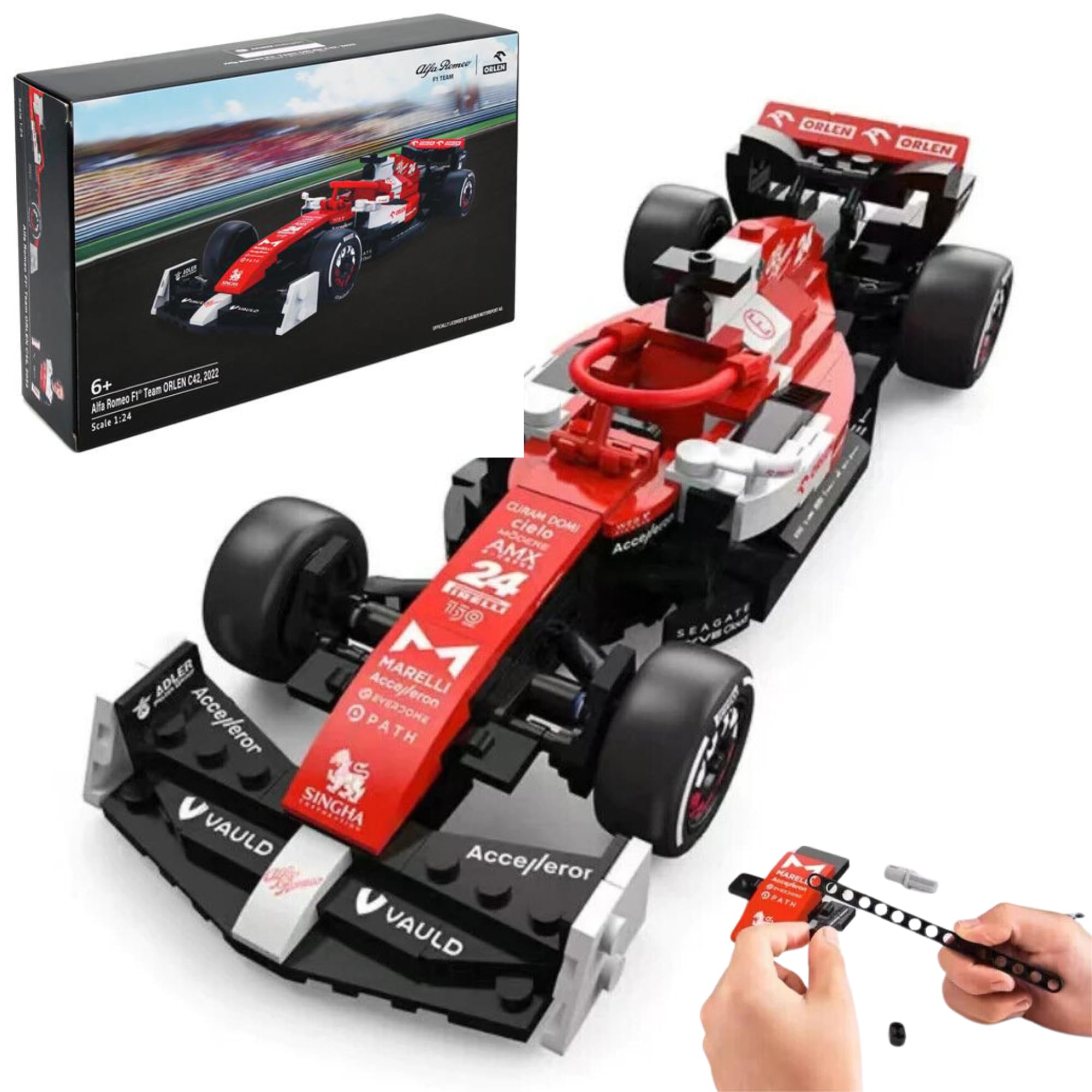 CMJ RC Cars Alfa Romeo 1:24 Scale F1 C42 Model Kit - 340 Pc Collectible Formula 1 Racing Car Construction Set for Ages 6+ — image 1