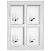 Barnyard Designs 4x6 or 5x7 Collage Picture Frames, 4 Photo Openings w/Mat for Multiple Pictures, Distressed Rustic Wood Farmhouse Frame for Wall, 16x12 (White)