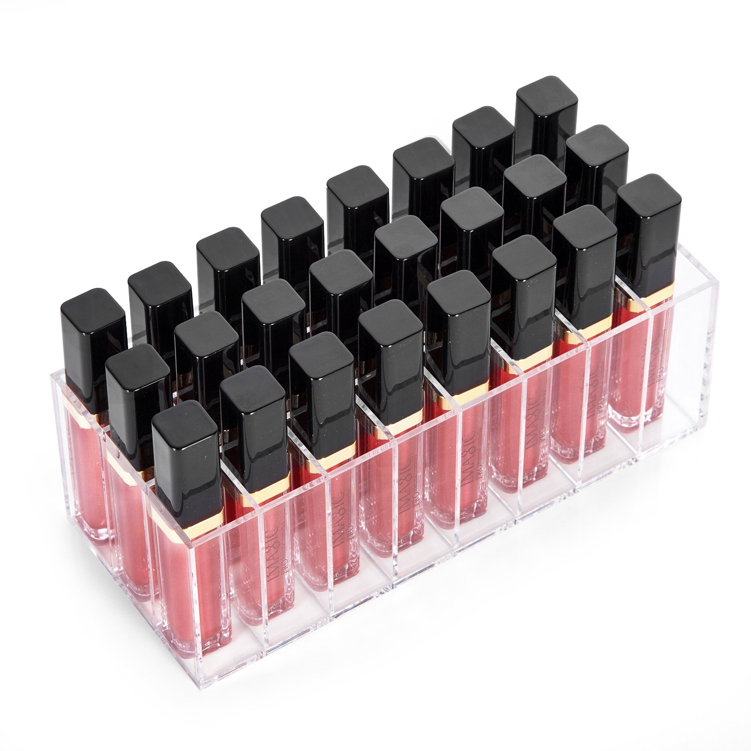 HBlife Lip Gloss Holder Organizer, 24 Spaces Clear Acrylic Makeup Lipgloss Display Case: Beauty