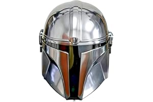 ANTIQUANA Mandalorian Helmet 18 Guage Steel Medieval Helmet Boba Fatt Mandalorian Helmet,Silver Polish