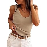 PRETTYGARDEN Womens Summer Sleeveless Tank Tops 2026 V Neck Ruffle Lightweight Ribbed Knit Shirt Casual Going Out Top