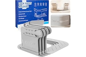 THEMARS Bed Sheet Holder with 6 Fitted Lock Straps, Keep Bed Sheets Tight and Firm, Bedsheet Rack with Strip, Heavy-Duty Mattress Straps, Easy Installation (Grey)