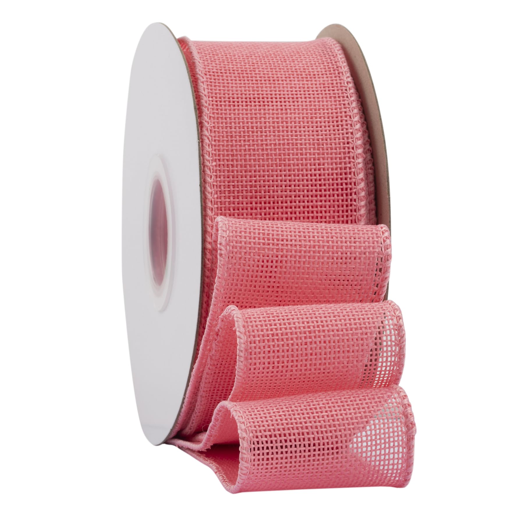 Ribbonitlux Pink Burlap Wired Ribbon, 50mm x 18 Meters, Wired Edge Burlap Ribbon for Gift Wrapping, Big Bow, Wreath, and Christmas Tree Decoration