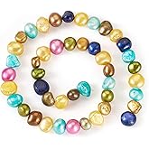 Cheriswelry Natural Pearl Beads Cultured Freshwater Pearl Loose Spacer Beads Strand 7-8mm for DIY Necklace Earring Bracelet Jewelry Making Beading Crafts Supplies