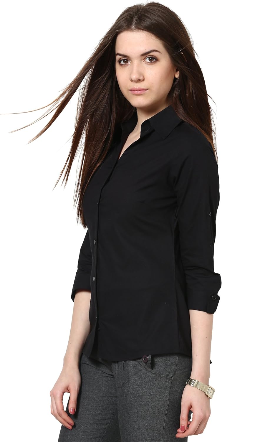 the gud look women's black slim shirt
