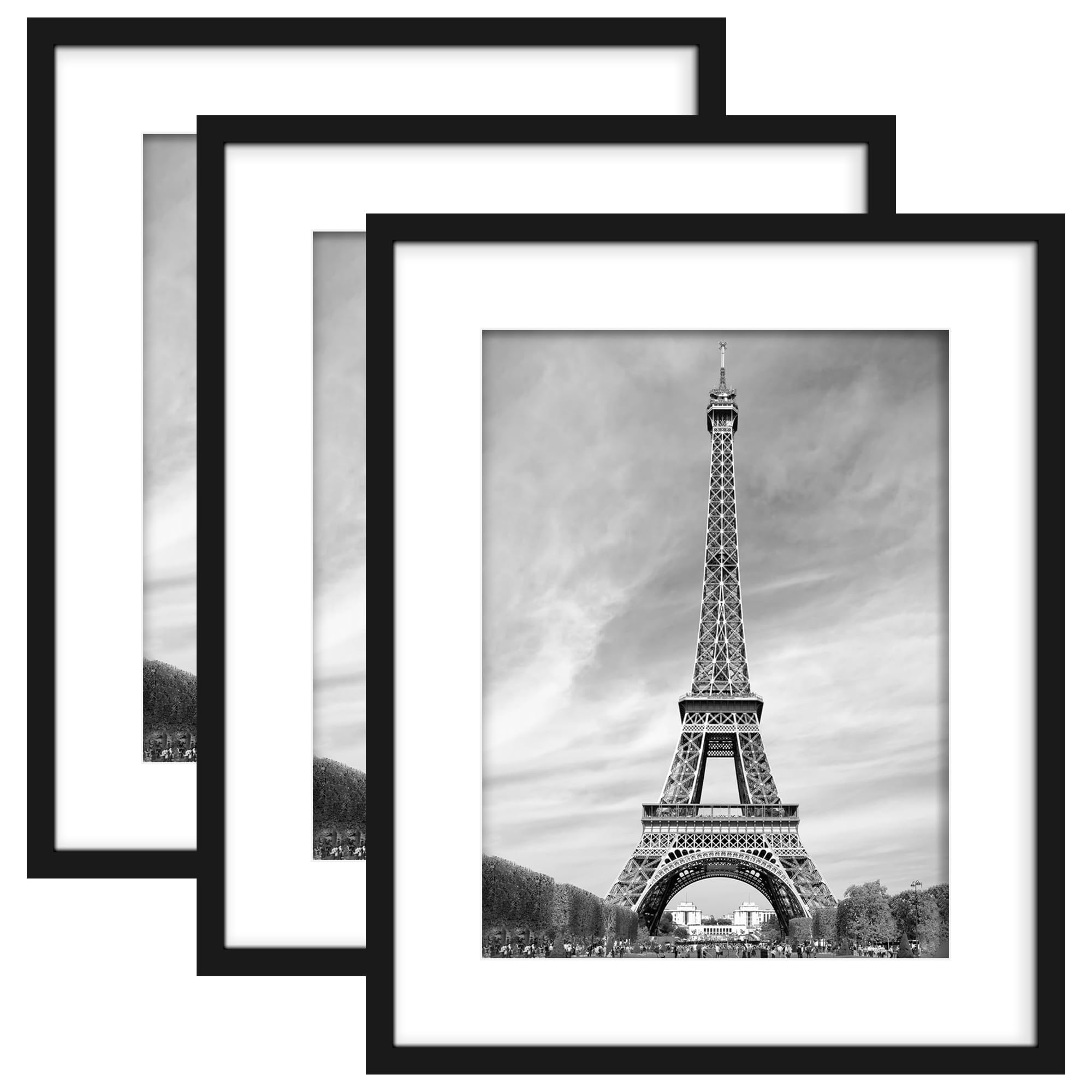 Photo 1 of Abtgt 24x30 Frame Set of 3, Display Pictures 18x24 with Mat or 24x30 Without Mat, Vertical & Horizontal Wall Decoration Picture Frame for Photos, Posters & Art Prints, Black