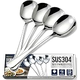 4-Piece Serving Spoons, 18/8 stainless steel Spoon, Large Buffet Serving Spoon, Heavy Duty 304 Stainless Steel, Tabletop Flatware Utensil for Banquet, Cooking, and Kitchen