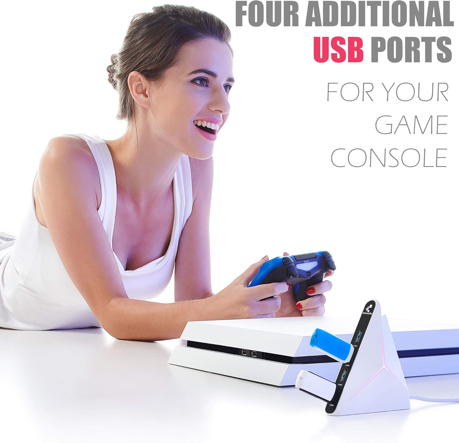 USB Hub 3.0 Vertical Data Hub with Long Cord - 4 Port Black & White Charger Splitter USB Extension Cable - Extra USB Ports for Devices Such as Xbox One PS4 Mac PC Laptop Desktop: Computers & Accessories