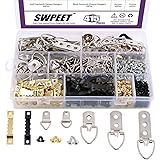Swpeet 415Pcs Picture Hangers Kit with Screws, Heavy Duty Assorted Picture Hangers Assortment Kit for Picture Hanging Solutio