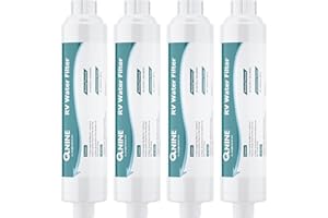 QNINE Camper RV Water Filter, Inline Water Filter Reduces Chlorine, Bad Taste, Odor, Ideal for Garden Hose, Camping, Car Washing, Certified, 4-Pack