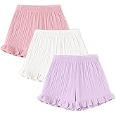 DREAM BUS 3 Pack Baby Girls Shorts Toddler Summer Casual Shorts Cotton Toddler Girls Ruffled Shorts Newborn Infant Bloomers