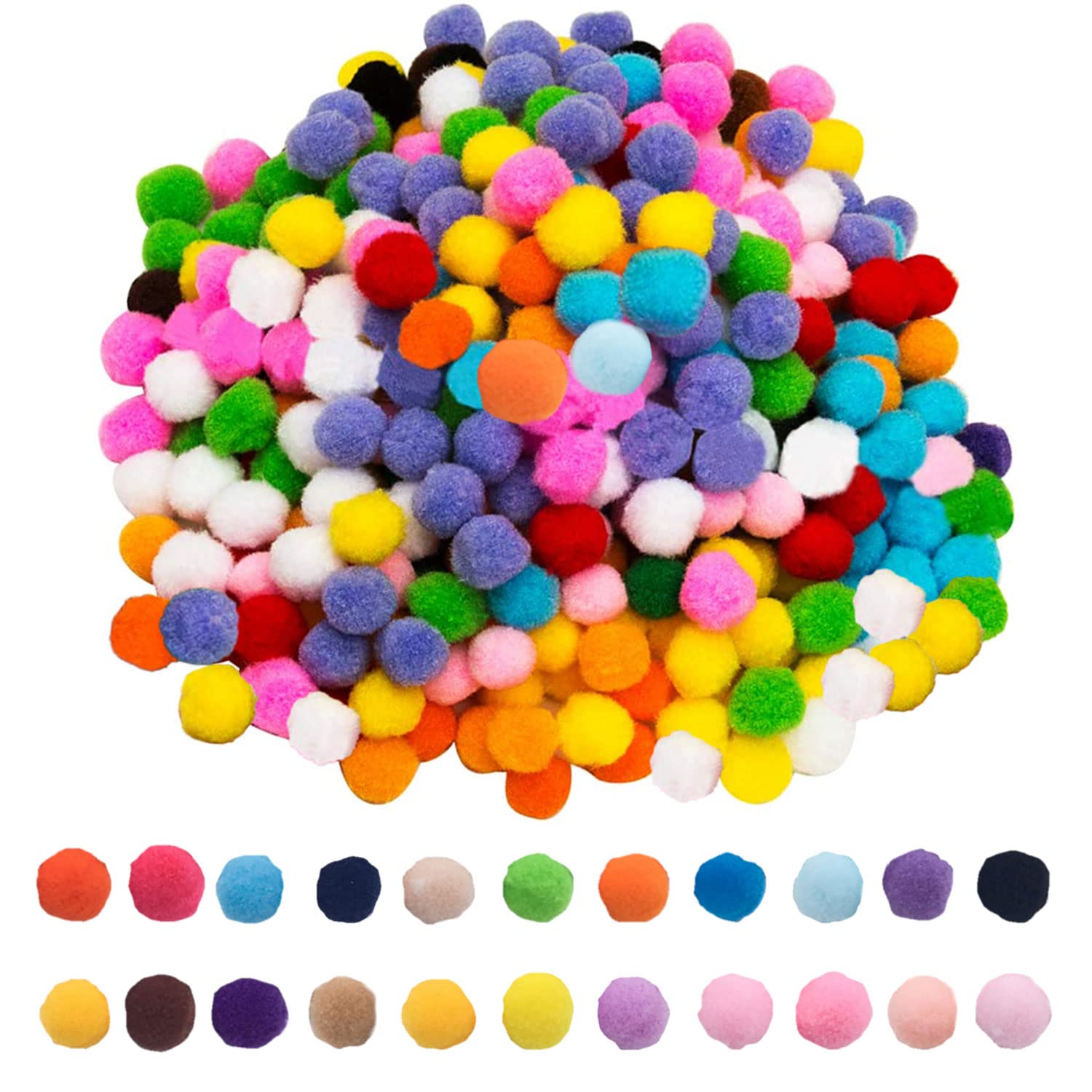 MIVAIUN 1000 Pieces 10mm Pom Poms Small Pom Poms, Craft Supplies Coloured Pom Poms, DIY Creative Crafts Decorations, Assorted Mixed Color Soft Flutty Mini Pom Poms for Kids Art Crafts (Multicolored)